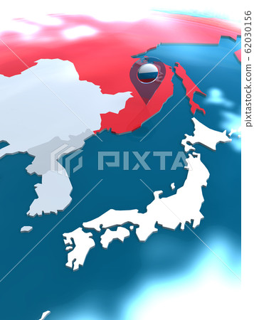 CG illustration World map Relationship between Japan, Russia, China, South Korea and North Korea in East Asia 62030156
