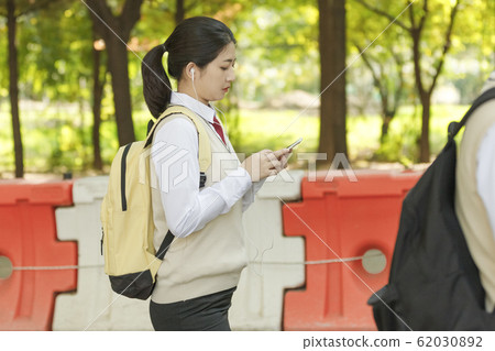 High school student's daily life, Asian teenage students wearing uniform on college with friends 308 High school student's daily life, Asian teenage students wearing uniform on college with friends 308 62030892