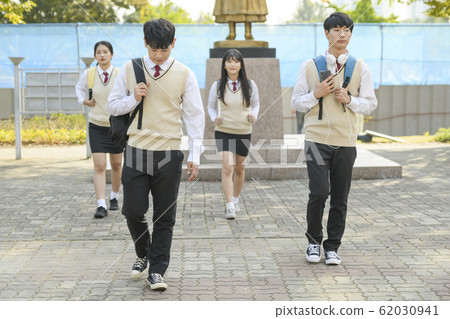 High school student's daily life, Asian teenage students wearing uniform on college with friends 295 High school student's daily life, Asian teenage students wearing uniform on college with friends 295 62030941