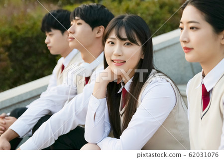 High school student's daily life, Asian teenage students wearing uniform on college with friends 094 High school student's daily life, Asian teenage students wearing uniform on college with friends 094 62031076