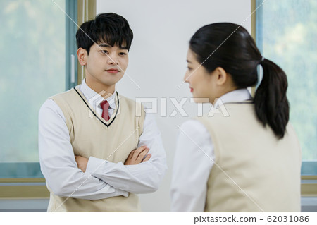 High school student's daily life, Asian teenage students wearing uniform on college with friends 219 High school student's daily life, Asian teenage students wearing uniform on college with friends 219 62031086