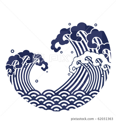 Wave Ukiyo-e Illustration - Stock Illustration [62031363] - PIXTA