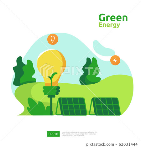 green clean energy sources with renewable electric - Stock Illustration ...
