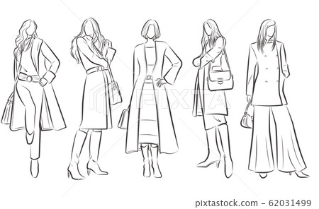 Women body fashion sketch. Female fashion poses - Stock Illustration  [104785442] - PIXTA