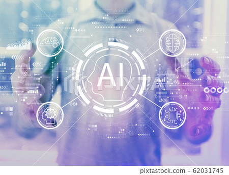 AI concept with young man AI concept with young man 62031745