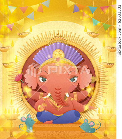 Cute four armed Ganesha 62033332