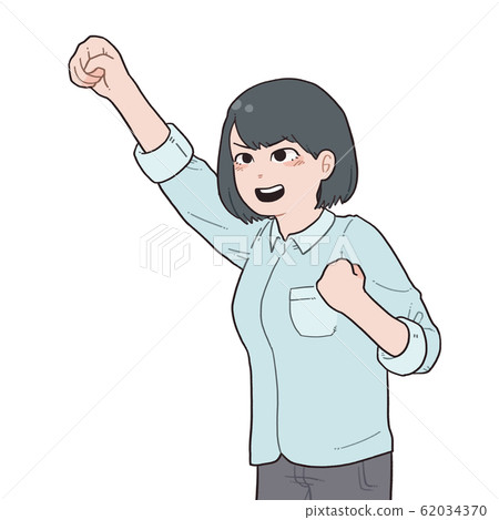 Woman cheering manga Woman cheering manga 62034370