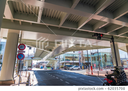 Pedestrian bridge in front of Ajinomoto Stadium Pedestrian bridge in front of Ajinomoto Stadium 62035708