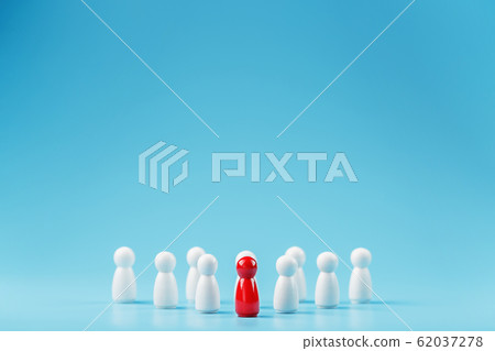 The leader in red leads a group of white employees 62037278