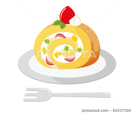 Roll cake strawberry fresh cream - Stock Illustration [62037500] - PIXTA