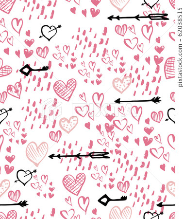 Valentine's Day seamless background. Hand drawn 62038515