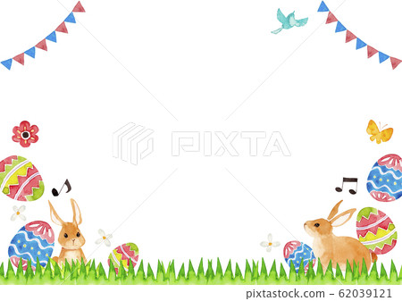 Easter frame background watercolor illustration 62039121