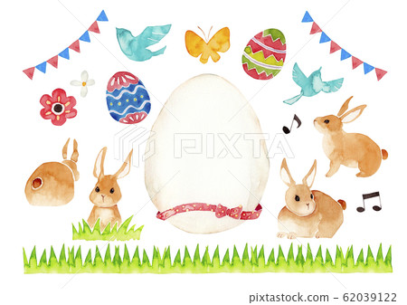 Easter cartoon set-watercolor illustration 62039122
