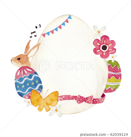 Easter cartoon frame card watercolor illustration 62039124