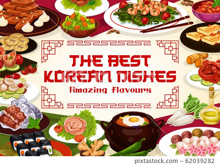 Korean restaurant menu, Asian cuisines dishes 62039282