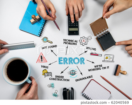 Error. Programming, social networking, SEO, search and service delivery concept. Chart with keywords 62040569