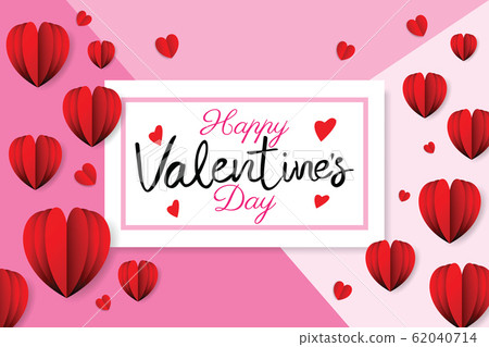 Happy valentines day vector design with paper... - Stock Illustration ...