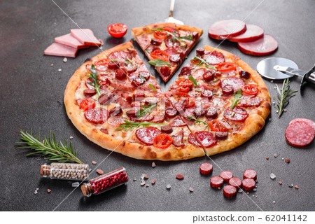 Pepperoni Pizza with Mozzarella cheese Pepperoni Pizza with Mozzarella cheese 62041142
