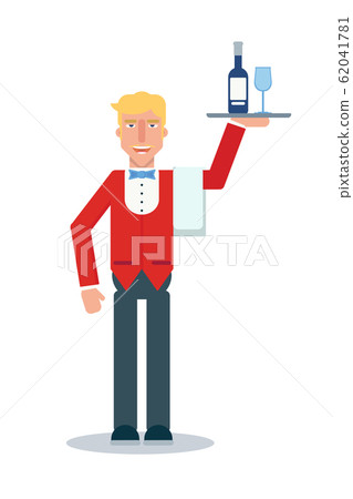 Waiter flat vector character Waiter flat vector character 62041781