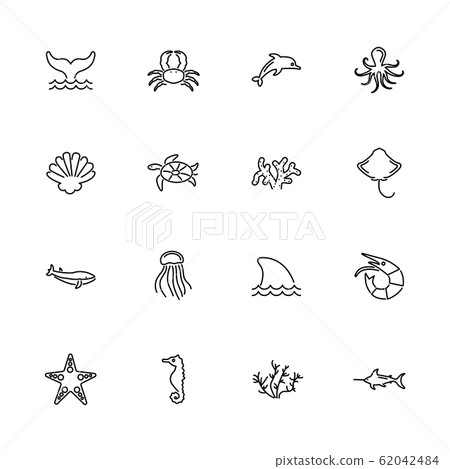 Marine Life - Flat Vector Icons Marine Life - Flat Vector Icons 62042484
