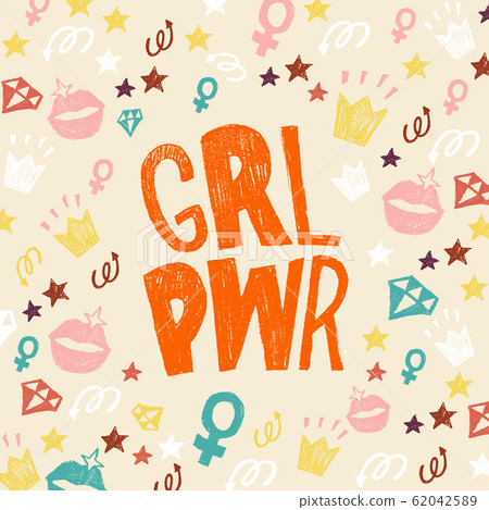 Girls power - motivational and inspirational slogan. Vector illustration in cartoon style. 62042589