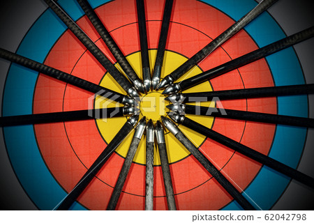 Target with large group of arrows - Archery Sport Target with large group of arrows - Archery Sport 62042798