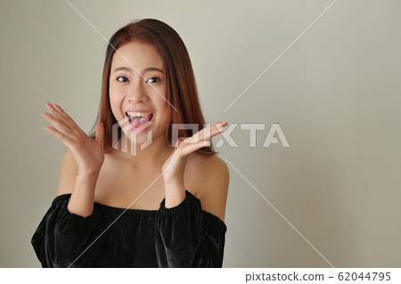 exited woman studio isolated portrait - Stock Photo [62044795] - PIXTA