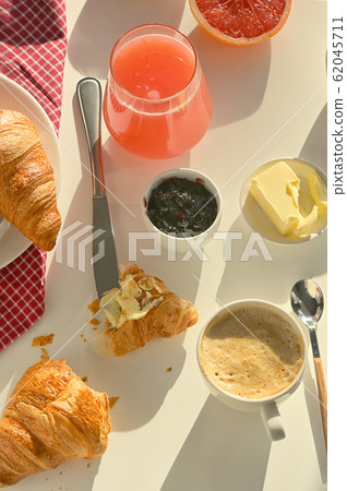 Breakfast With Coffee, Juice And Croissant on 62045711