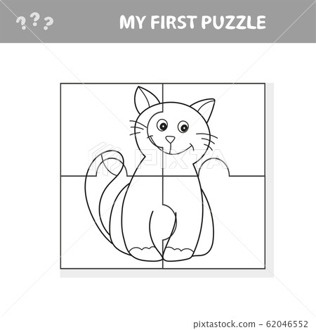 My first puzzle. Cute puzzle game with happy cartoon cat for children 62046552