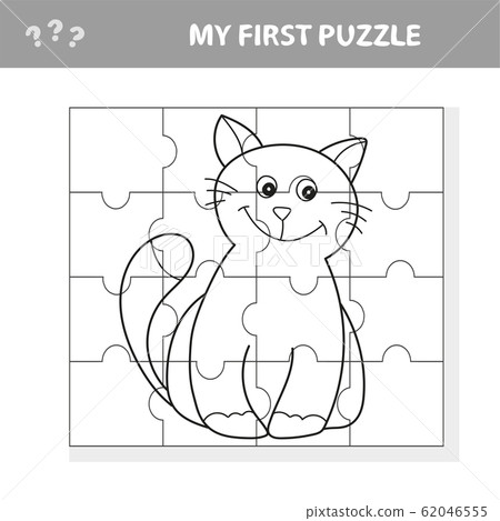 My first puzzle. Cute puzzle game with happy cartoon cat for children 62046555