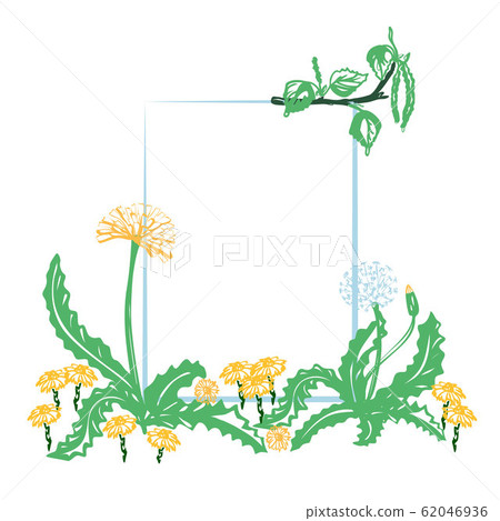 Floral decorative card with dandelion and place for your text, vector image Floral decorative card with dandelion and place for your text, vector image 62046936