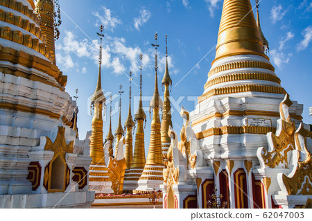 Padogas of Buddhist monastery, Inle lake, Shan Padogas of Buddhist monastery, Inle lake, Shan 62047003