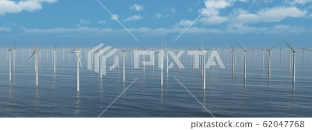 Masses of wind turbines in the sea 62047768