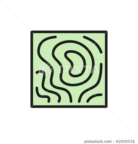Geographic topographic map grid, geolocation flat color line icon. Geographic topographic map grid, geolocation flat color line icon. 62050558