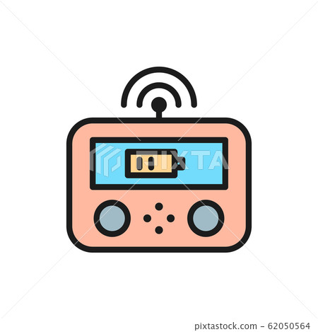 Remote drone controller, gamepad, control panel flat color line icon. 62050564