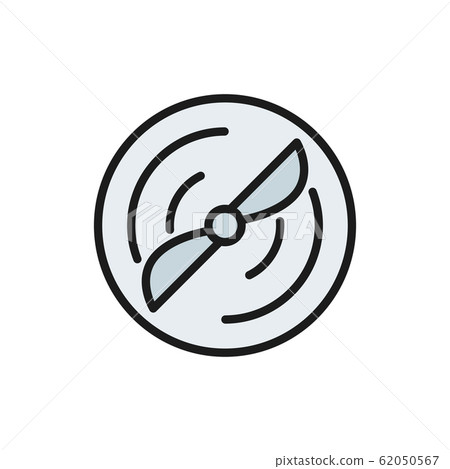 Propeller of airplane, plane blade, fan, turbines color line icon. 62050567