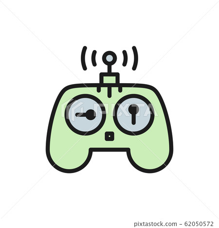 Control panel for drone, remote controller, gamepad flat color line icon. Control panel for drone, remote controller, gamepad flat color line icon. 62050572