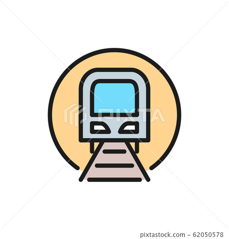 Tunnel with train sign, metro, subway, railway station flat color line icon. Tunnel with train sign, metro, subway, railway station flat color line icon. 62050578