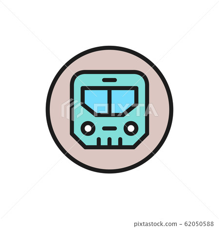 Subway sign, metro, underground transport, train flat color line icon. Subway sign, metro, underground transport, train flat color line icon. 62050588