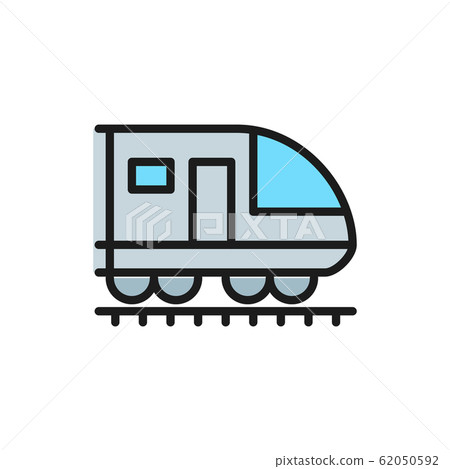 Train, subway, locomotive, railroad flat color line icon. Train, subway, locomotive, railroad flat color line icon. 62050592