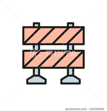 Railroad barrier, roadblock flat color line icon. 62050601