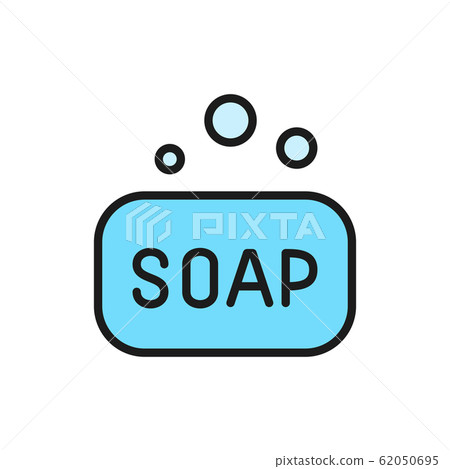 Vector soap bar, hygiene flat color line icon. 62050695