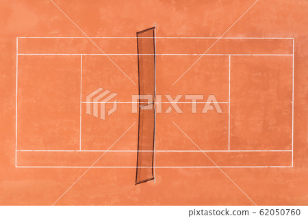 Aerial view of a prfessional red clay court, ready to play Tennis. Aerial view of a prfessional red clay court, ready to play Tennis. 62050760