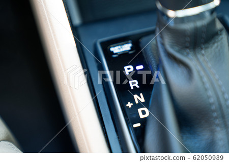 The accelerator handle with automatic transmission gear of car, car interior, close-up. 62050989