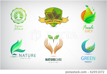 Vector set of nature, eco, environment logos. Landscaping design concept. Abstract illustrations with tree, leaves in the circle. Park theme symbol. Icon template for gardening business Vector set of nature, eco, environment logos. Landscaping design concept. Abstract illustrations with tree, leaves in the circle. Park theme symbol. Icon template for gardening business 62051072