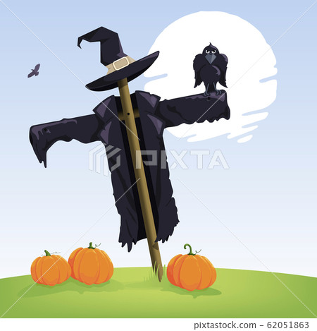 crow perching on a scarecrow crow perching on a scarecrow 62051863