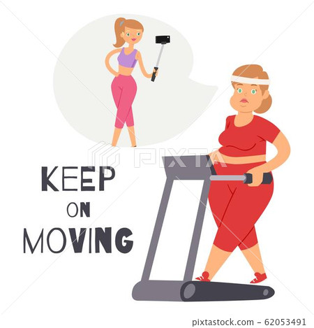 Keep on moving background with fat women sporty... - Stock Illustration  [62053491] - PIXTA