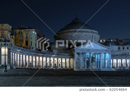 Saint francis church in Naples at night Saint francis church in Naples at night 62054664