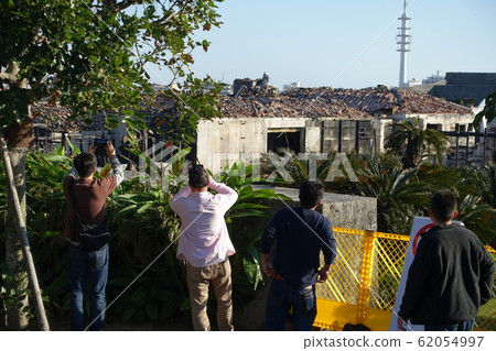 Tourists visiting the ruined Shuri Castle ruins (Okinawa) December 2019 62054997