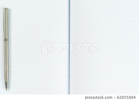 Blank notebook diary with silver pen Blank notebook diary with silver pen 62055884